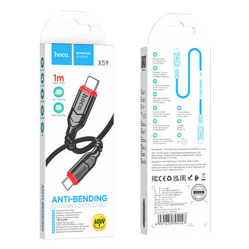 Cablu Date si Incarcare Hoco X59, USB-C, PD60W, QC3.0, 1m - Albastru