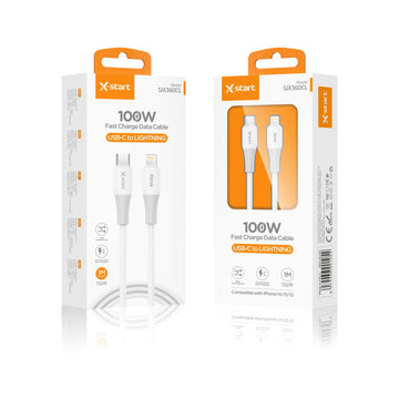 Cablu Date si Incarcare X-Start SJX360CL, USB-C la Lightning, 100W, 1m, Soft Texture - Alb