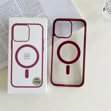 Husa ClearMag pentru iPhone 16e, MagCase, Acryl Crystal - Rosu frame