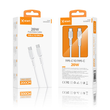 Cablu Date si Incarcare X-Start SJX204CC, USB-C, 20W, 2m, Basic Texture - Alb