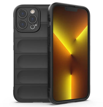 Husa Wave pentru iPhone 14, Grip Microfiber, ShockProof - Night negru