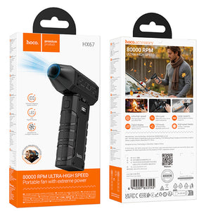 Cooler Hoco HX67, Portabil, Unidirectional MultiSpeed, 3000mAh, 2.5h, Digital LED - Negru