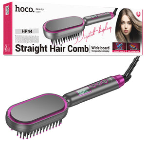 Hoco HP44, Perie Electrica de Indreptat Parul, Temperatura Reglabila, Afisaj Digital - Roz Red