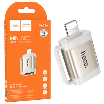 Adaptor OTG Transfer Hoco UA31A, USB-A la Lightning - Gri