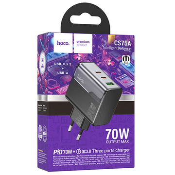 Incarcator Retea Hoco CS75A, PD70W, 2xUSB-C, 1xUSB, Starspeed - Negru