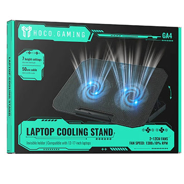 Suport Stand/Cooler Laptop Hoco GA4, Ventilatoare Hidraulice, Silent, Monte - Negru