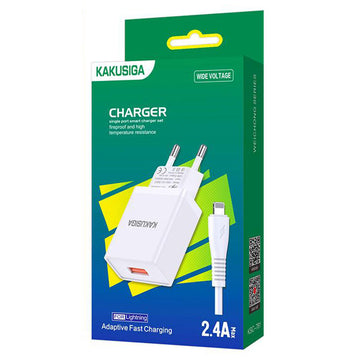 Incarcator Retea + Cablu Lightning Kaku KSC-781, 18W, 2.4A, 1xUSB-A, QC 3.0 - Alb