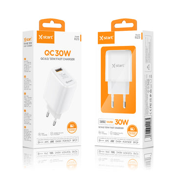 X-Start R23, Incarcatoare Priza, 1xUSB-A, 1xUSB-C, 30W, FastCharger - Alb