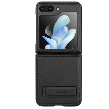 Husa Nillkin pentru Samsung Z Flip5, Qin Piele, PC Piele - Negru