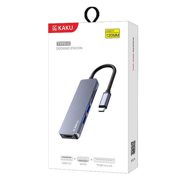 Hub Multiport USB-C Kaku KSC-274, 4-in-1, 2xUSB3.0, SD Reader, 1xHDMI - Gri