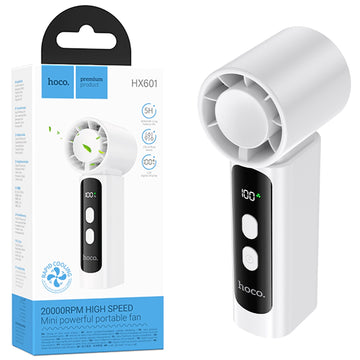 Cooler Hoco HX601, Portabil, X5 Viteze, 1200mAh, 2.5h, Digital LED - Alb
