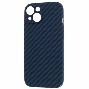 Husa iPefet Carbon pentru iPhone 14, Kevlar Pattern - Albastru