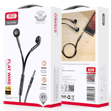 Casti cu Fir XO EP68, In Ear, 3.5mm, 1.2m, Mic & Volume Key, HiFi - Negru