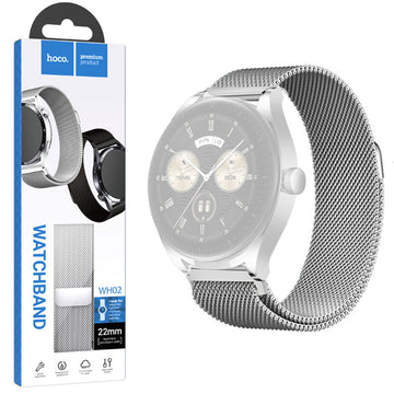 Hoco WH02, Curea Metalica, Universala, Conectori 20 Mm, Magnet, Stainless - Milanese argintiu