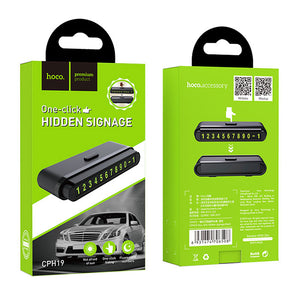 Placuta numar de telefon pentru parcare Hoco CPH19, montaj pe bord, ascundere One-Click, cifre fluorescente - Negru