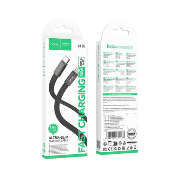 Cablu Date si Incarcare Hoco X125, PD30W, USB-C la Lightning, Braided, 1m - Negru