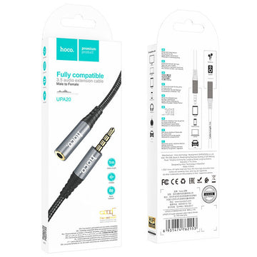 Cablu Audio Hoco UPA20, Jack 3.5mm M, la Jack 3.5mm F, 1m - Negru