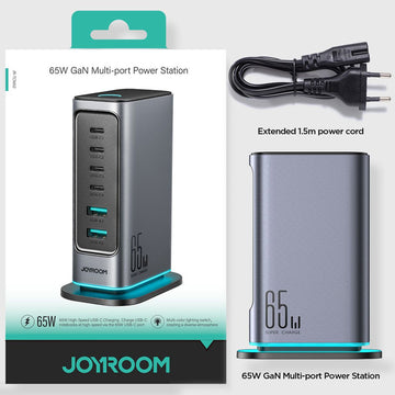 Joyroom (JR-TCM02) - Statie incarcare, 4xUSB-C, 2xUSB-A, MultiHub USB, Cablu retea, Grey
