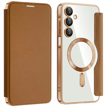 Husa MagFlip pentru Samsung A37, Magnet, RFID Protect, Piele, Chrome Edge - Auriu