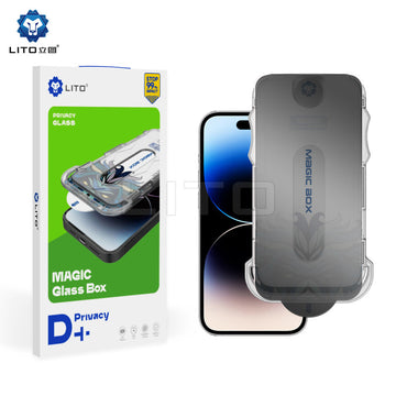 Folie Magic Privacy pentru iPhone 14 Plus, 13 Pro Max, Glass Box, D+ Tools - Negru