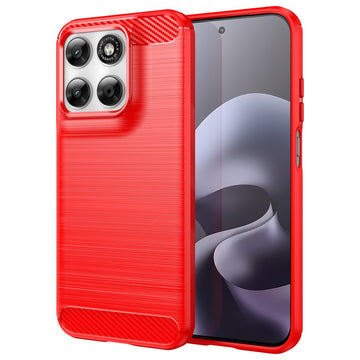Husa Brush pentru Motorola Moto G87/G77, TPU, Metall Look - Rosu