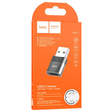 Adaptor OTG Transfer Hoco UA17, USB-C la USB-A - Negru