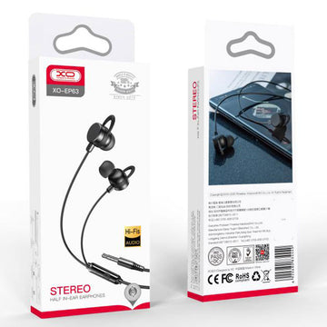 Casti cu Fir XO EP63, In Ear, 3.5mm, 1.2m, Mic & Volume Key, HiFi - Negru