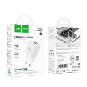 Incarcator Retea Hoco C147A, PD30W, 1xUSB-C, 1xUSB-A - Alb