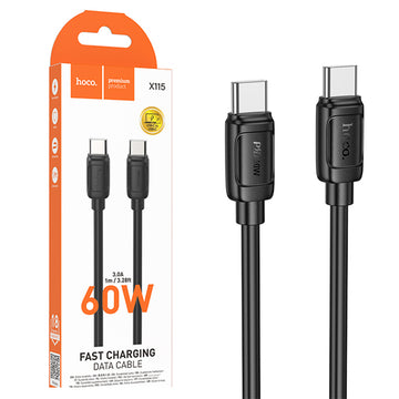 Cablu Date si Incarcare Hoco X115, USB-C, PD60W, QC3.0, 1m - Negru