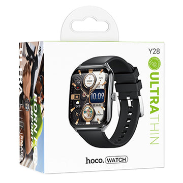 Hoco (Y28) - Ceas SmartWatch, Sport, BT 5.2, Amoled, functie de apel, 200mAh, Multilanguage, Black