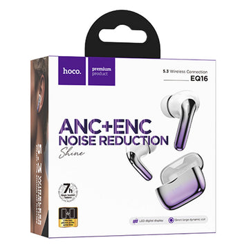 Casti Wireless Hoco EQ16, Ear Buds, BT 5.3, 180h StandBy, 320mAh, ANC, Glaze - Mov
