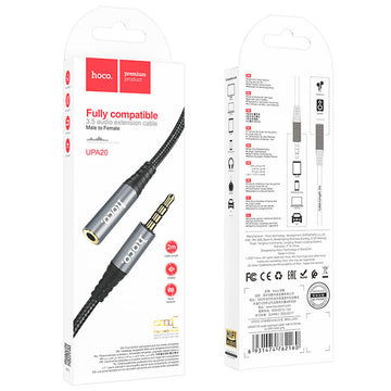 Cablu Audio Hoco UPA20, Jack 3.5mm M, la Jack 3.5mm F, 2m - Negru