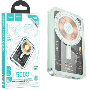 Hoco (Q14) - Baterie Externa, 1xUSB-C, Magnet, Display LED, 5000mAh, Blue