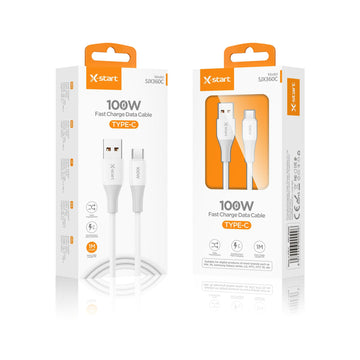 Cablu Date si Incarcare X-Start SJX360C, USB-A la USB-C, 100W, 1m, Soft Texture - Alb
