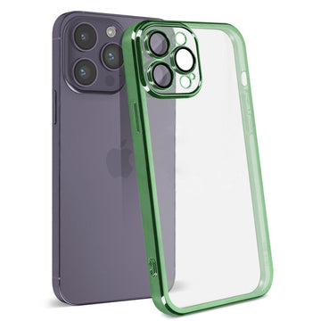 Husa Plating pentru iPhone 11 Pro, Silicon Slim, Clear - Verde