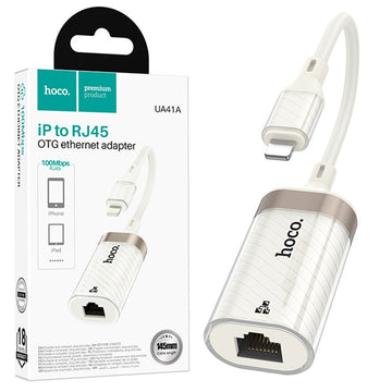 Adaptor OTG Hoco UA41A, Lightning la Retea Ethernet 100Mbps - Alb