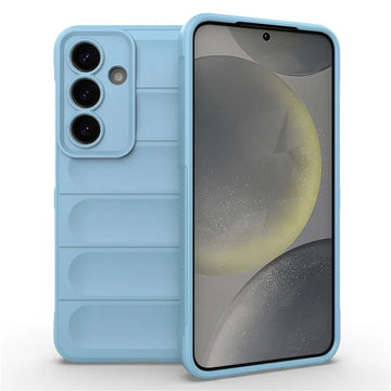 Husa Wave pentru Samsung Galaxy S25, Grip Microfiber, ShockProof - Bleumarin