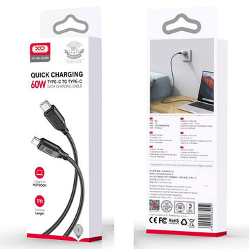 Cablu Date si Incarcare XO NB-Q236B, USB-C, PD60W, QC3.0, Braided, 1m - Negru