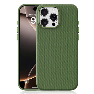 Husa Woven pentru iPhone 16 Pro Max, MagCase, TechWoven Piele, Soft Craft - Verde inchis