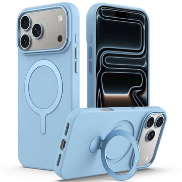 Husa SoftRing pentru iPhone 17/18 Pro, Magnetica, UltraSoft, Stand Ring, Microfiber + PC - Albastru