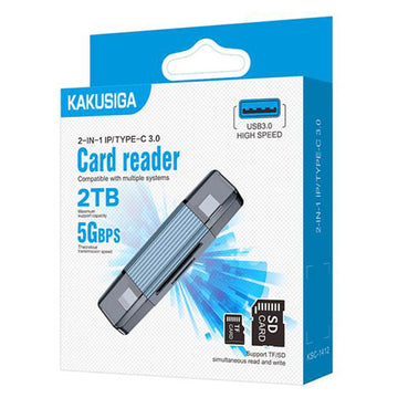 Card Kaku KSC-1412, Cititor Card, OTG Transfer, Lightning la USB-C, 2 in 1, 5GB/S - Albastru