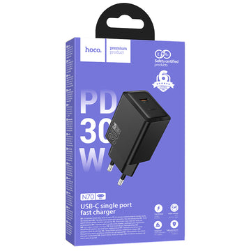 Incarcator Retea Hoco N70, PD30W 5V, 3A, 1xUSB-C, FastCharge - Negru