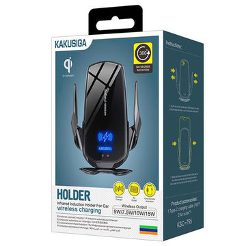 Suport Auto Wireless Kaku KSC-795, cu Cleme Laterale, Ventilatie - Negru