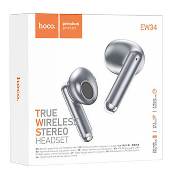 Casti Wireless Hoco EW34, Ear Buds, BT 5.3, 150h StandBy, 250mAh, Full - Gri