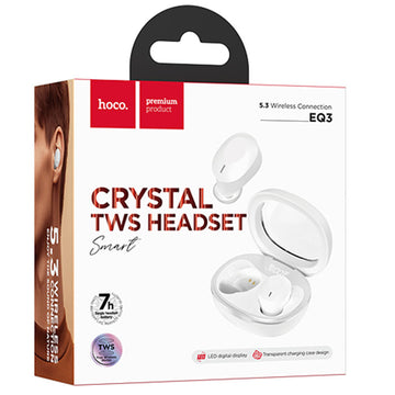 Casti Wireless Hoco EQ3, Ear Buds, BT 5.3, 150h StandBy, 150mAh, Smart True - Alb laptos