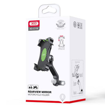 Suport Moto/Bike XO C118, cu Cleme Laterale, Montaj Oglinda, MultiAngle, 4 Corners - Negru