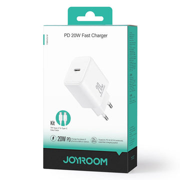 Incarcator Retea + Cablu USB-C Joyroom JR-TCF06, 20W, 1xUSB-C, PD - Alb