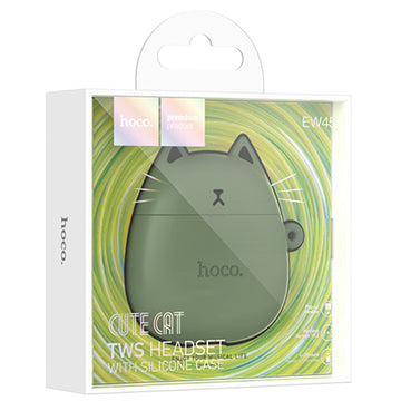 Casti Wireless Hoco EW45, Ear Buds, BT 5.3, 200mAh, + Husa CatCase - Forest / Verde