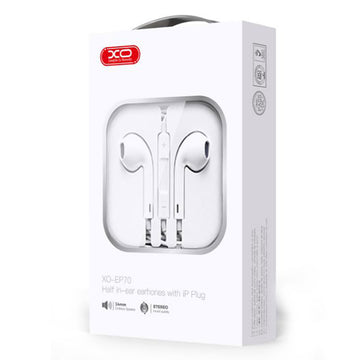 Casti cu Fir XO EP70, In Ear, Lightning, 1.2m, Mic & Volume Key, HiFi - Alb