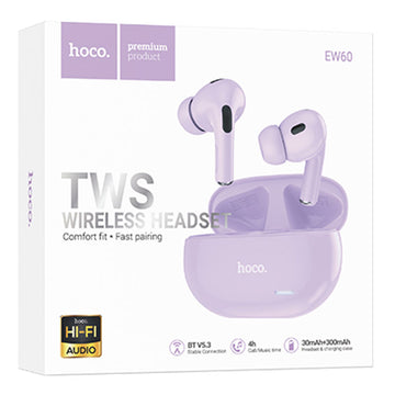 Casti Wireless Hoco EW60, Ear Buds, BT 5.3, 150h StandBy, 300mAh, HiFi, Norman - Mov